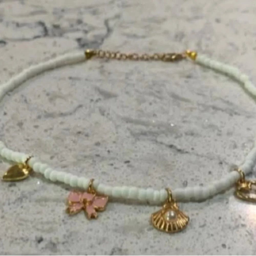 Gold and Pink Charm Necklace